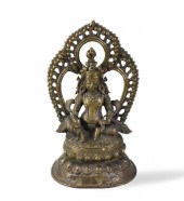 NEPALESE BRONZE BUDDHA, 19TH C