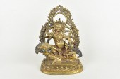 NEPALESE GILT BRONZE OF KUBERA