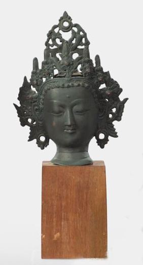 Nepalese Patinated Bronze Head of