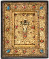 NEPALESE STONE-INSET GILT-META