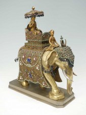 NEPALI JEWELED GILT BRONZE ELE
