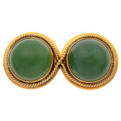 NEPHRITE, 14K YELLOW GOLD BAR