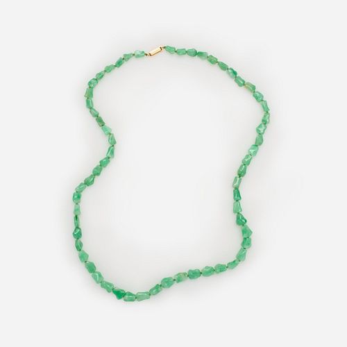 NEPHRITE BEAD NECKLACE WITH 18K