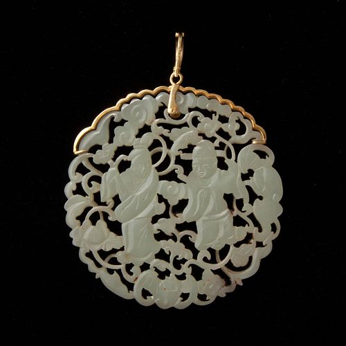 NEPHRITE JADE OPENWORK PENDANT W/