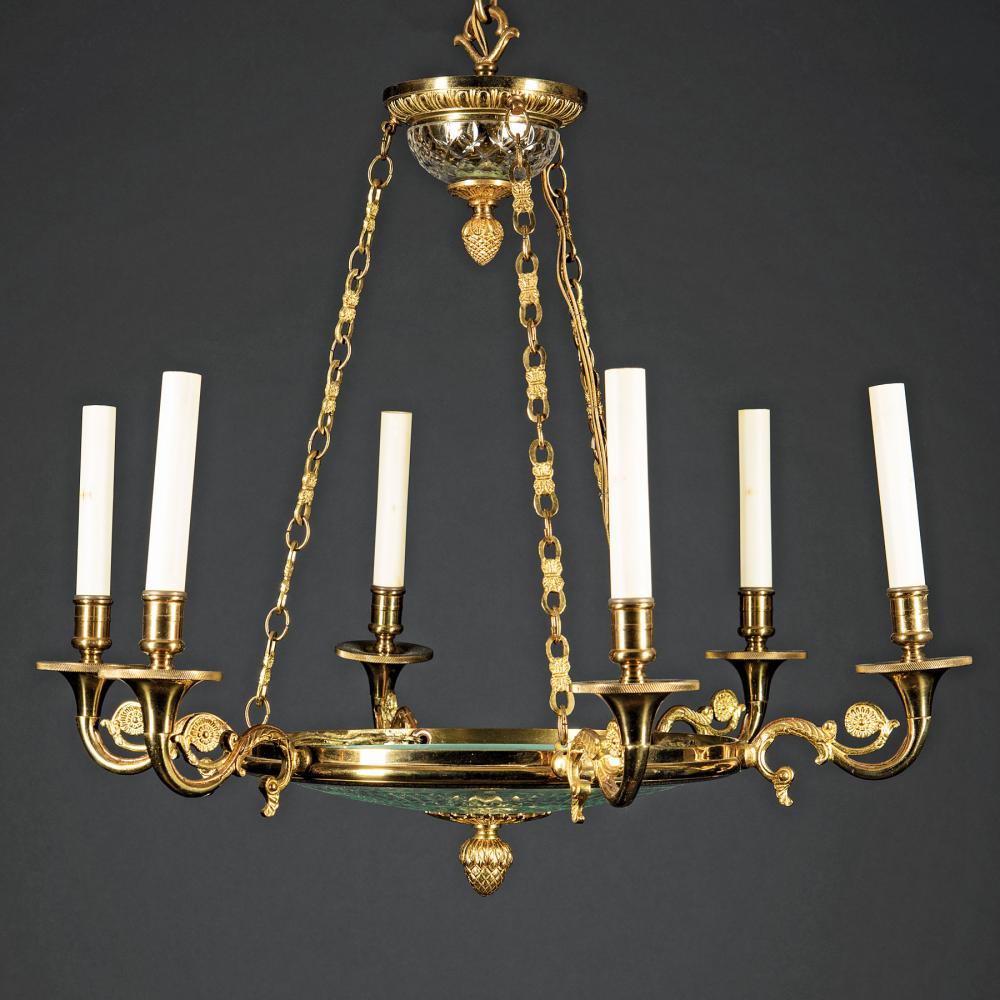 NESLE GILT BRASS AND CUT CRYSTAL