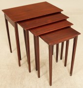 NEST OF 4 INLAID MAHOGANY TABL