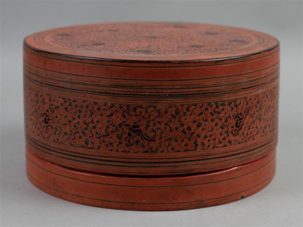 NEST OF BURMESE RED LACQUER STACKED