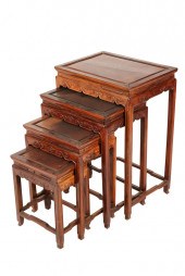 NEST OF CHINESE HARDWOOD TABLE