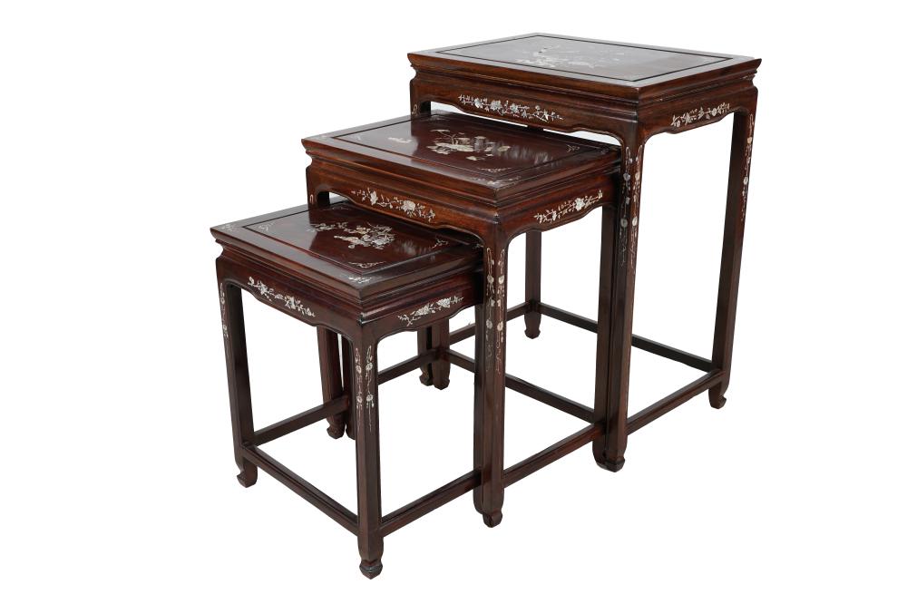 NEST OF CHINESE INLAID WOOD