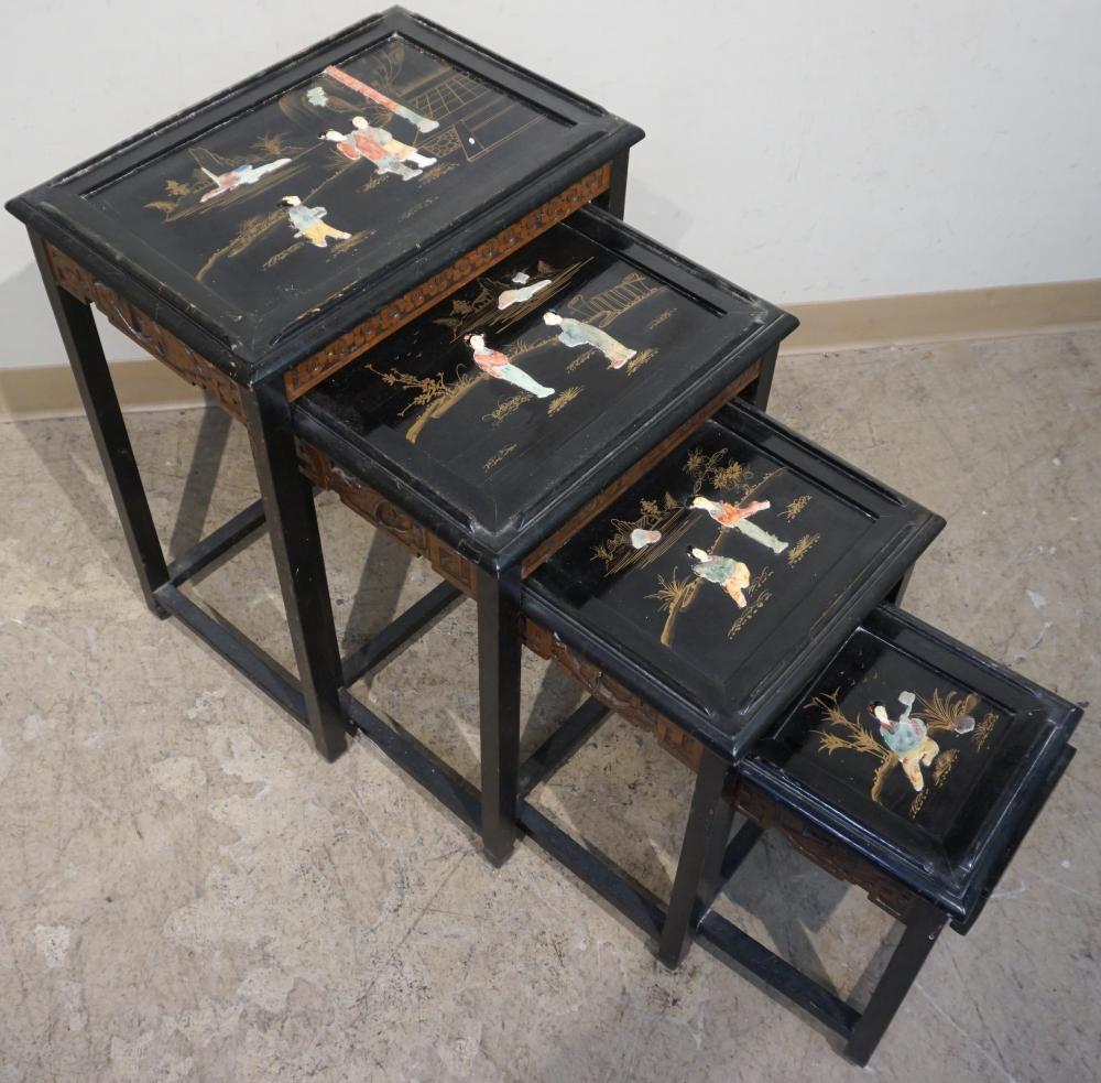 NEST OF FOUR BLACK LACQUER AND