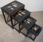 NEST OF FOUR BLACK LACQUER AND