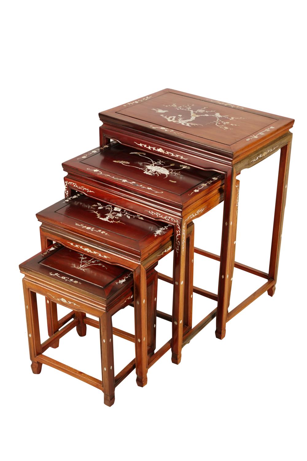 NEST OF FOUR CHINESE INLAID WOOD