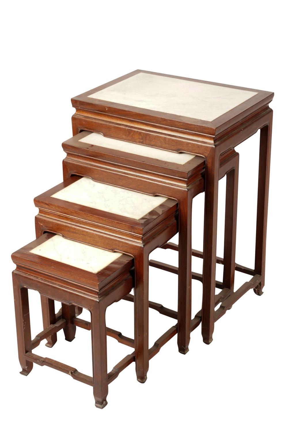 NEST OF FOUR CHINESE MARBLE-INSET