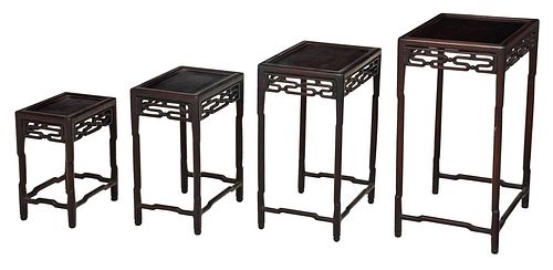 NEST OF FOUR CHINESE ROSEWOOD