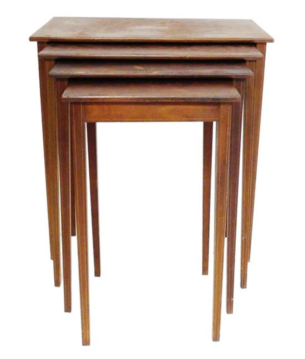 NEST OF FOUR MARQUETRY TOP