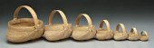 Nest of seven oak split basket