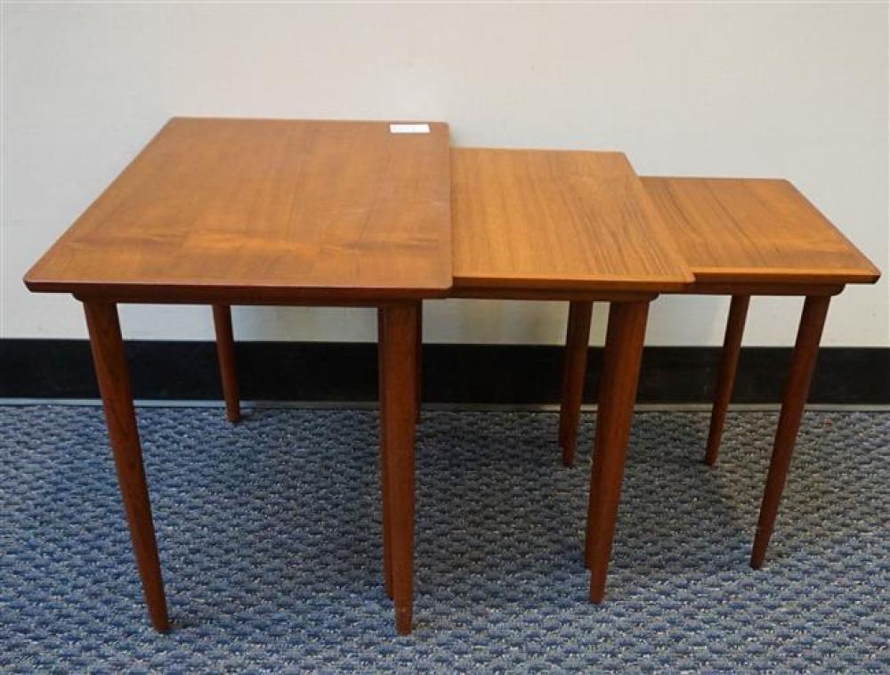 NEST OF THREE BRAMIN TEAK TABLES,