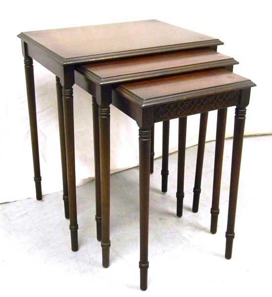 Nest of three tables  mahogany 