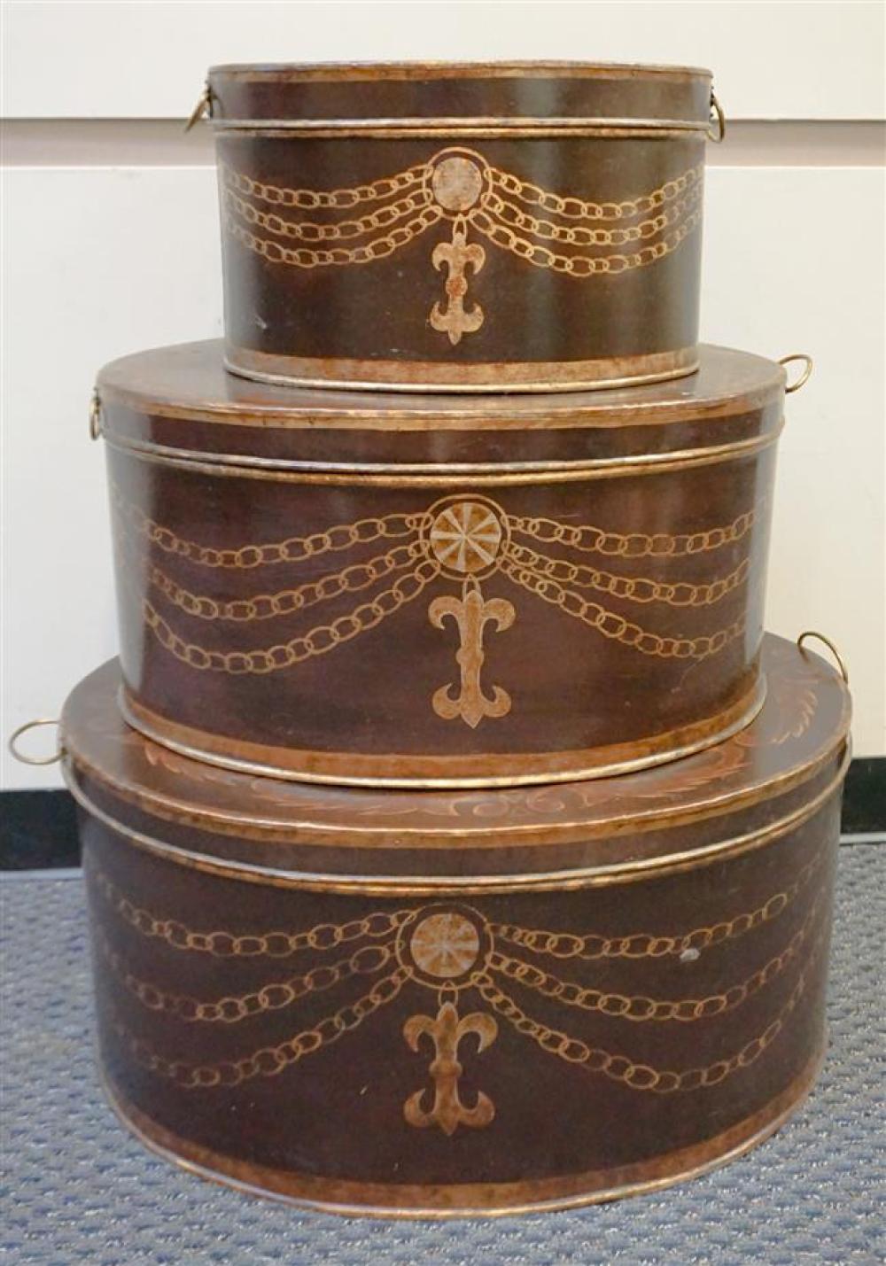 NEST OF THREE TOLE DECORATED