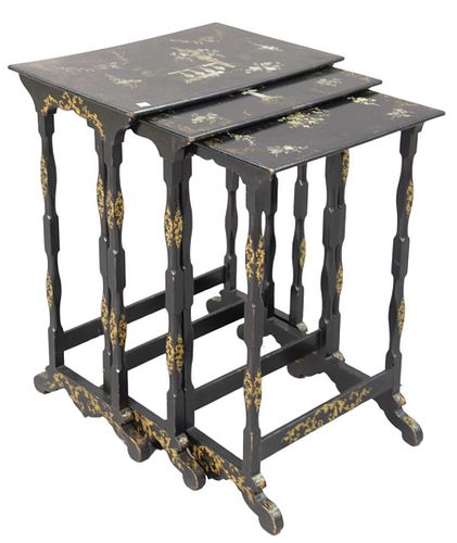 NEST OF THREE VICTORIAN BLACK