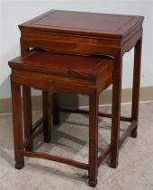 NEST OF TWO CHINESE TEAK TABLE