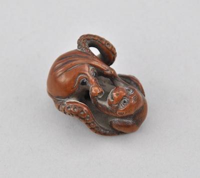 Netsuke of a Monkey Wrestling