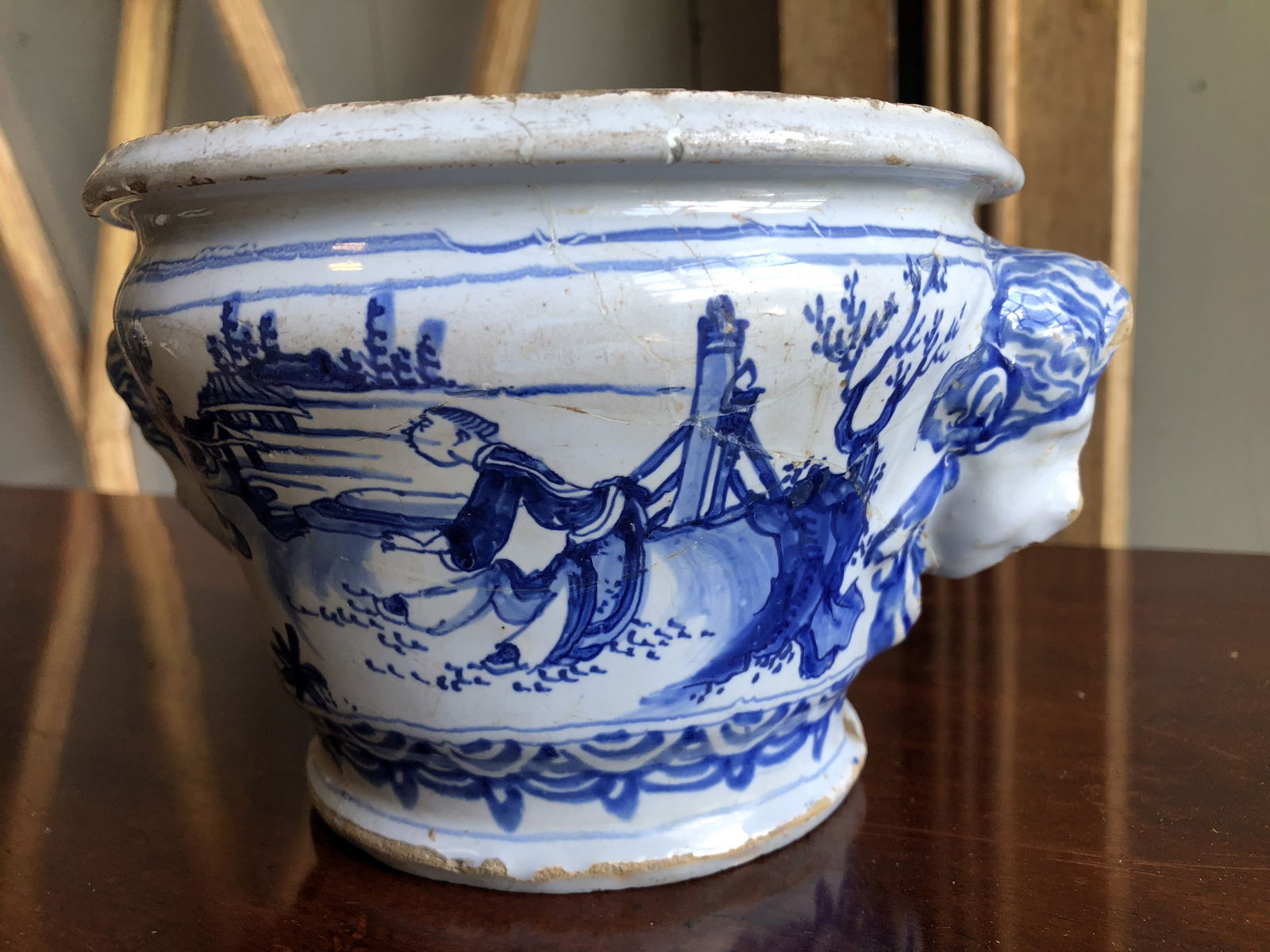 NEVERS FAIENCE CACHE POT, 18TH