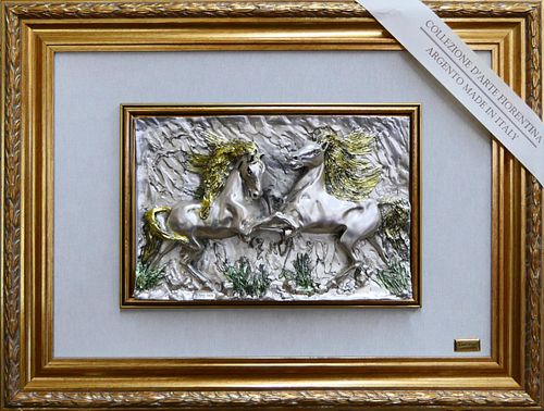 NEW ART SILVER OVERLAY DOUBLE HORSE