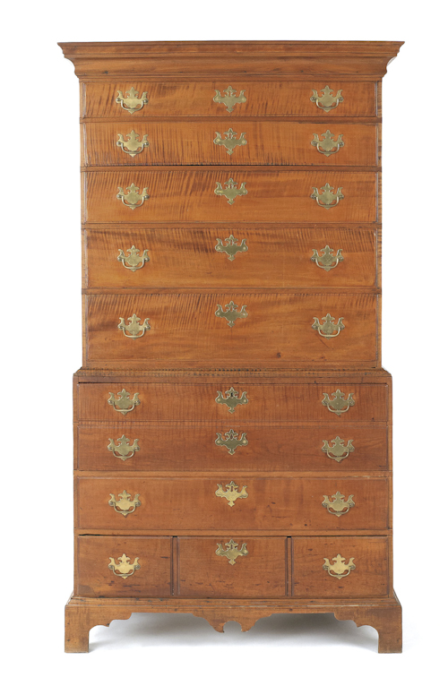 New England Chippendale tiger maple