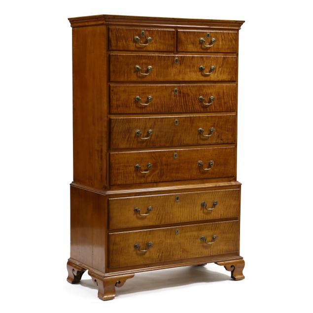NEW ENGLAND CHIPPENDALE TIGER MAPLE
