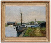 New England harbor painting, i