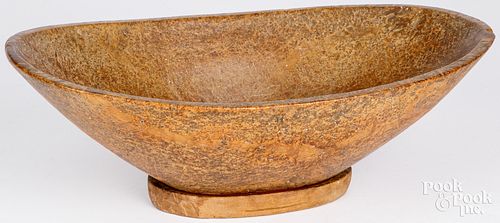 NEW ENGLAND OBLONG BURL BOWL,