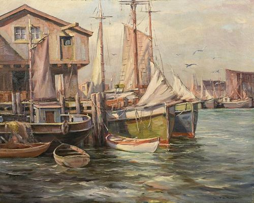 NEW ENGLAND OIL ON CANVAS HARBOR