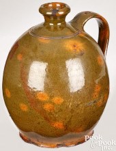NEW ENGLAND OVOID REDWARE JUG,