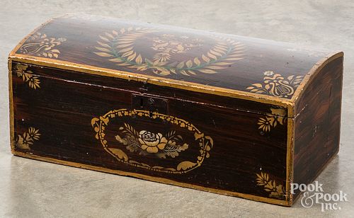 NEW ENGLAND PAINTED DOME LID BOX,