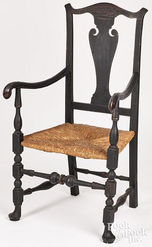 NEW ENGLAND QUEEN ANNE ARMCHAIR,