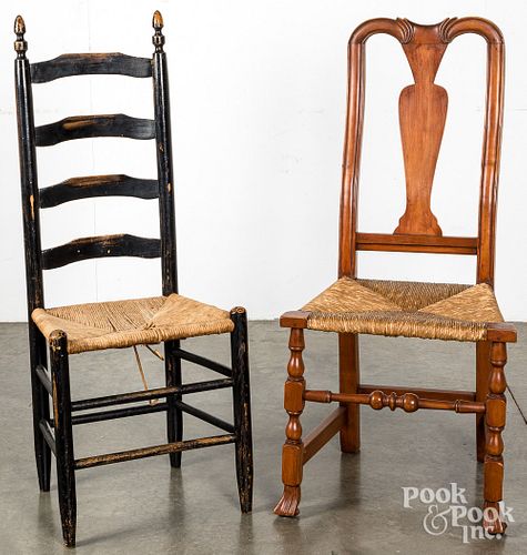 NEW ENGLAND QUEEN ANNE RUSH SEAT