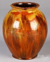 NEW ENGLAND REDWARE CROCK, 19T