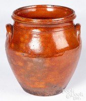 NEW ENGLAND REDWARE CROCK, 19T