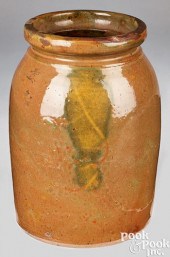 NEW ENGLAND REDWARE CROCK, 19T