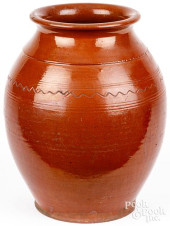 NEW ENGLAND REDWARE JAR, 19TH