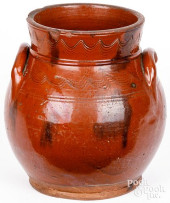 NEW ENGLAND REDWARE JAR, 19TH