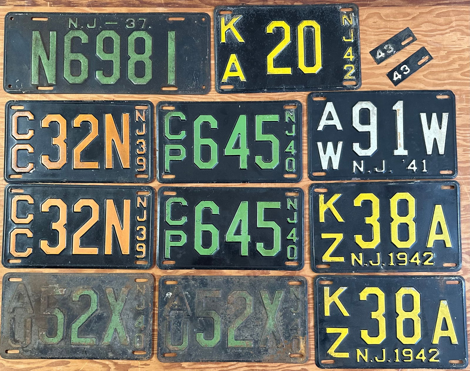 NEW JERSEY LICENSE PLATE LOT - 1937