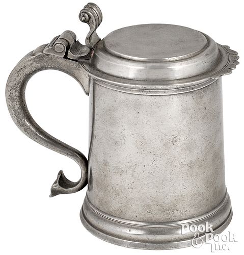 NEW YORK CITY PEWTER QUART TANKARD,