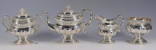 NEW YORK COIN SILVER TEA SERVICENew