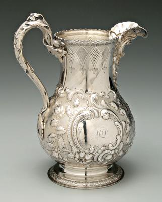 New York silver pitcher, baluster