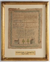 NEWBURGH, NY SAMPLER, 1838 Eli