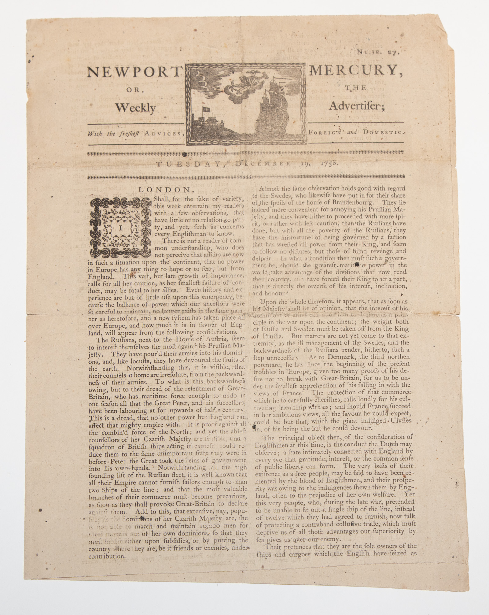 NEWPORT MERCURY, DEC. 19, 1758