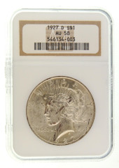 NGC AU58 1927-D PEACE DOLLAR<b