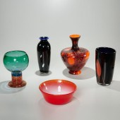 NICE ART GLASS GROUP, VASES AN
